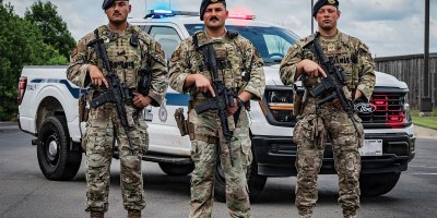 U.S. Air Force Staff Sgt. Joe Jimenez, 2nd Security Forces Squadron certified law enforcement officer, Staff Sgt. Danny Gonzalez, 2nd SFS response force lead, and Staff Sgt. Martin Schortye, 2nd SFS base defense operation center controller, pose for a photo at Barksdale Air Force Base, Louisiana, June 5, 2026.