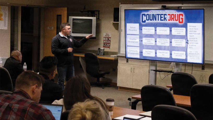 Wyoming Army National Guard Sgt. 1st Class Ty Nieters, a Drug Demand Reduction operator with the Wyoming Counterdrug Program, instructs National Guard members from across the nation during the "Positive Action & Prevention Strategies" training in Cody, Wyoming, June 9, 2026 (U.S. Army National Guard photo by Staff Sgt. Brandon Parrish)