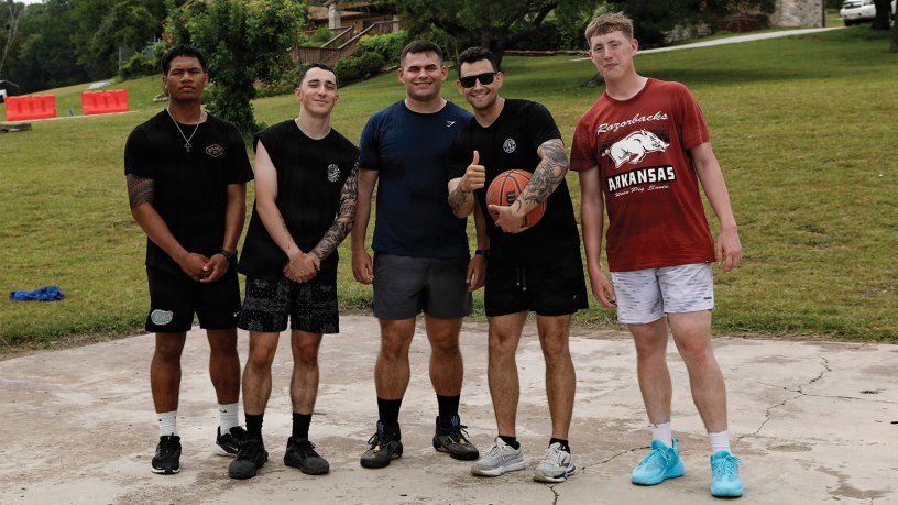 U.S. Army Soldiers from across Fort Hood participate in a basketball tournament as part of one of the recreational events at the ultimate unit spring challenge and suicide prevention event, on Belton Lake Outdoor Recreation Area at Fort Hood, Texas. June 18. 2026.
