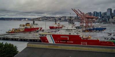 U.S. Coast Guard Cutter Healy (WAGB-20) arrives at Pier 46 on Coast Guard Base Seattle, Oct. 26, 2025.