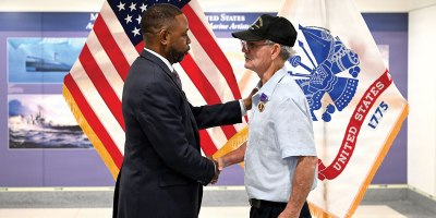 The Purple Heart award is presented to U.S. Army Spc. 4 Raymond S. Williams during a ceremony at the Pentagon, Arlington, Virginia, June 17, 2026. Phillip Churn Sr., Army Reserve Ambassador hosted this event.