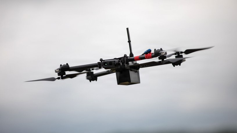 An RQ-28A small unmanned aircraft system flies during a Small Unmanned Aircraft System (SUAS) Master Trainer pilot course at Volunteer Training Site-Tullahoma, Tenn., June 23, 2026.