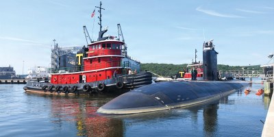 Los Angeles-class nuclear-powered fast attack submarine USS Albany (SSN 753) prepares to go underway from Naval Submarine Base New London in Groton, Connecticut, June 29, 2026.