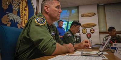U.S. Air Force Col. Matthew Belote, the Pacific IAMD Center Director, participates in the Korean Tabletop Academy on Joint Base Pearl Harbor Hickam, Hawaii, July 14, 2026.