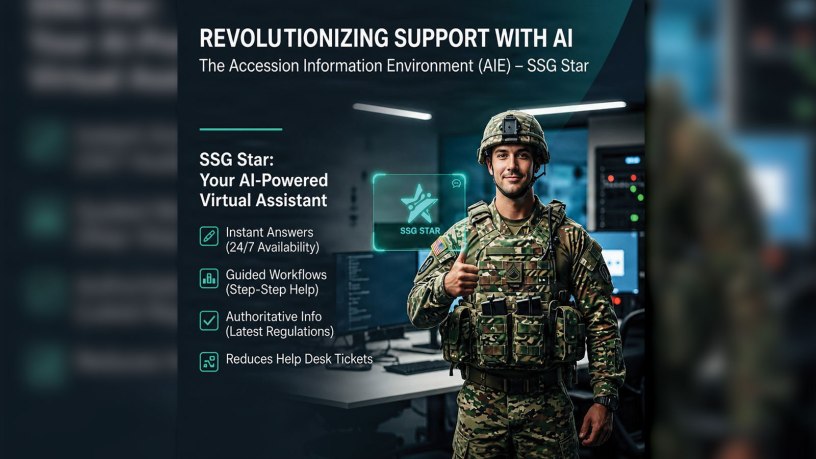 SSG Star is an AI-powered chatbot designed to support Army recruiters. It provides policy and regulatory guidance and answers to recruiting-based questions. The tool helps recruiters quickly find answers without having to sift through manuals or rely on a help desk.