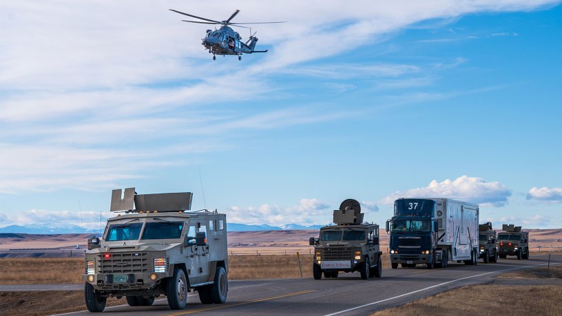 A U.S. Air Force MH-139 Grey Wolf assigned to the 40th Helicopter Squadron conducts its first operational mission alongside 341st Missile Security Operations Squadron convoys at Malmstrom Air Force Base, Montana, Jan. 8, 2026.