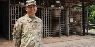 U.S. Air Force Capt. Joseph Kim, 694th Intelligence, Surveillance and Reconnaissance Group chaplain, poses for a photo at Osan Air Base, Republic of Korea, July 23, 2026.
