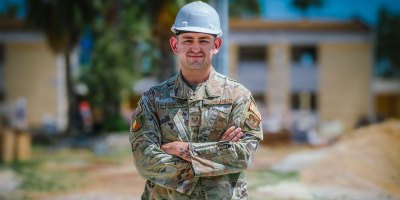 U.S. Air Force Staff Sgt. Darian Bogart, 39th Civil Engineering Squadron engineering apprentice, stands for a portrait at Incirlik Air Base, Türkiye, July 28, 2026.