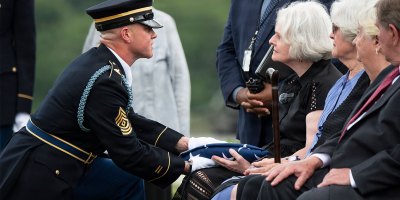 Soldiers from the 3d U.S. Infantry Regiment (The Old Guard), the U.S. Army Band, “Pershing’s Own” and the U.S. Army’s 3d U.S. Infantry Regiment (The Old Guard) Caisson Detachment conduct full military funeral honors with escort for U.S. Army Air Forces Sgt. Henry Younge.