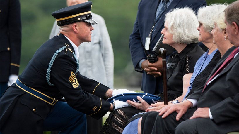 Soldiers from the 3d U.S. Infantry Regiment (The Old Guard), the U.S. Army Band, “Pershing’s Own” and the U.S. Army’s 3d U.S. Infantry Regiment (The Old Guard) Caisson Detachment conduct full military funeral honors with escort for U.S. Army Air Forces Sgt. Henry Younge.
