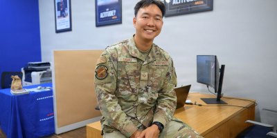 U.S. Air Force Senior Airman Ryan Sasaki, 201st Intelligence Squadron, cryptologic analyst and reporter, poses for a photo after being recently recognized as one of Hawaii Air National Guard’s 2026 Outstanding Airman of the 1st Quarter Award recipients in Kapolei, Hawaii, August 5, 2026.