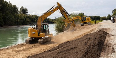 U.S. Army Corps of Engineers' (USACE) Seattle District staff conduct a site visit to a levee undergoing USACE-managed repairs at Diking District 1 in Skagit County, Washington, Aug. 12, 2026.