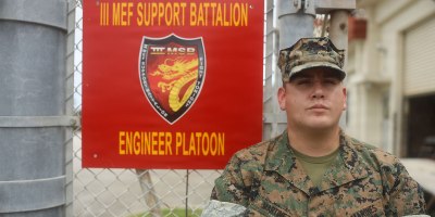 U.S. Marine Corps Lance Cpl. Marshall Martinez, a native of California and a combat engineer with III Marine Expeditionary Force Support Battalion, III MEF Information Group, poses for a photo at Camp Hansen, Okinawa, Japan, Aug. 19, 2026.