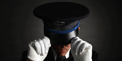 U.S. Space Force Spc. 3 Dylan Lee, ceremonial guardsman with the U.S. Space Force Honor Guard, dons the new Honor Guard ceremonial cap at Joint Base Anacostia-Bolling, Washington, D.C., Aug. 21, 2026.