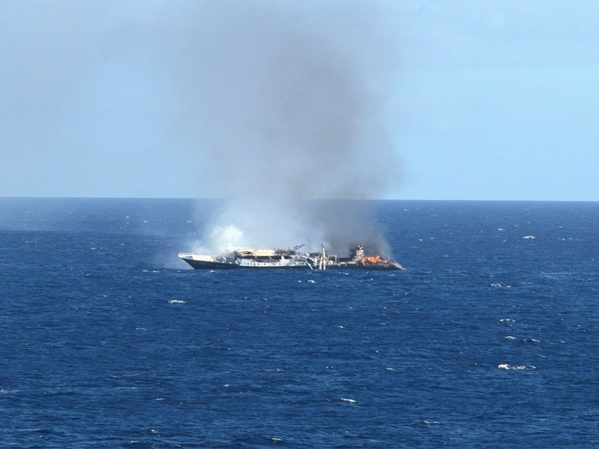 Coast Guard coordinates rescue of 27 crew members from vessel fire 527 miles off Galapagos&nbsp;Islands
