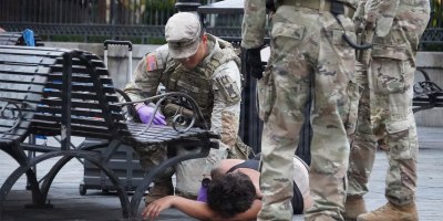 Louisiana National Guard Soldiers assigned to Task Force NOLA respond to a possible medical emergency in the French Quarter in New Orleans, Aug. 23, 2026.