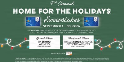 MILITARY STAR® is giving cardmembers more reasons to celebrate in the ninth annual Home for the Holidays sweepstakes, offering a chance to win a share of $36,000 in time for the winter holidays.
