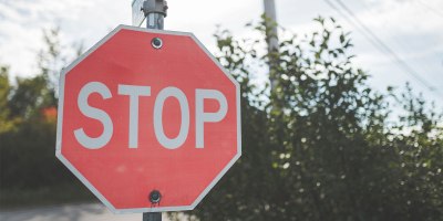 A photo of a stop sign.
