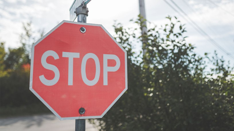 A photo of a stop sign.