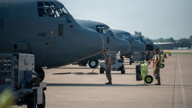 C-130 aircrews prepare for the “rodeo” portion of the third annual C-130 Air Reserve Component Fly-In and Rodeo at the Kentucky Air National Guard Base in Louisville, Ky., Aug. 6, 2026.