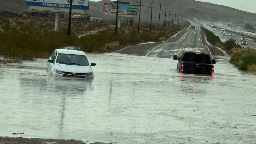 Marine Corps Logistics Base Barstow Fire and Emergency Services personnel responded to a reported swift-water rescue in the Yermo, California area, August 11, 2026, successfully rescuing two people from a partially submerged vehicle despite challenging flood conditions and degraded communications.