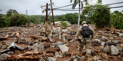 Hawaii National Guard’s 93rd Chemical, Biological, Radiological, Nuclear and Explosives Enhanced Response Force Package team conducted search and accountability checks in the Ka’u District, Hawaii, Aug. 18, 2026.