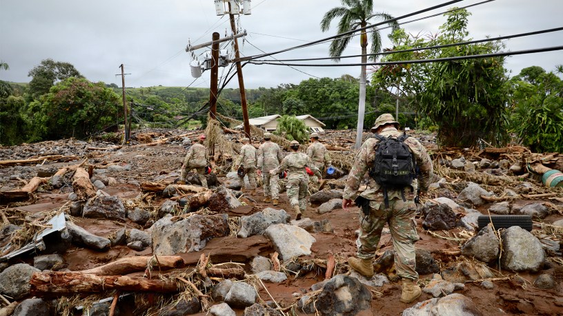 Hawaii National Guard’s 93rd Chemical, Biological, Radiological, Nuclear and Explosives Enhanced Response Force Package team conducted search and accountability checks in the Ka’u District, Hawaii, Aug. 18, 2026.