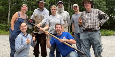 The archeological team sent to conduct a survey for archeological items pose for a picture after finishing their work at the U.S. Army Garrison at West Point, Sept. 3.