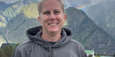 U.S. Army civilian Angela Hartman, 1st Mobile Brigade Combat Team, 11th Airborne Division, occupational therapist, poses for a photo during Exercise Yudh Abhyas 2026 in Auli, India, Sept. 12, 2026.