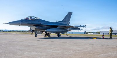 A U.S. Air Force F-16 Fighting Falcon assigned to the 18th Fighter Interceptor Squadron is refueled during forward arming refueling point (FARP) operations in support of Operation ARCTIC VANGUARD at 5 Wing Goose Bay, Newfoundland and Labrador Sept. 18, 2026.