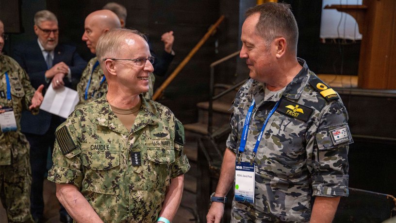 Chief of Naval Operations Adm. Daryl Caudle engages with attendees at the 2026 National Defense Industrial Association Conference on Naval Submarine Base New London, Groton, Connecticut, Sept. 22, 2026.