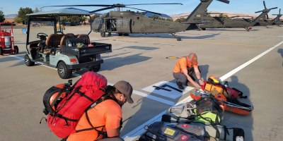 The Idaho Army National Guard assisted the Owyhee County Sheriff’s Office, the Grand View Fire Department and the Idaho Mountain Search and Rescue Unit with the rescue of a 21-year-old male who was stranded clinging to a cliff several hundred feet above the ground in Purjue Canyon near Grand View on Sept. 24.