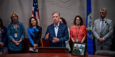 Connecticut Governor Ned Lamont speaks during a press conference to observe the first-ever Connecticut Military Suicide Awareness and Remembrance Day at the legislative office building in Hartford, Conn. Sept. 30, 2026.