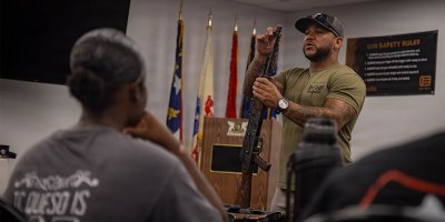 Religious affairs specialists assigned to 3rd Special Forces Group (Airborne) receive AK-47 familiarization training during an asset protective operations program in Maxton, North Carolina, Aug. 6, 2026.