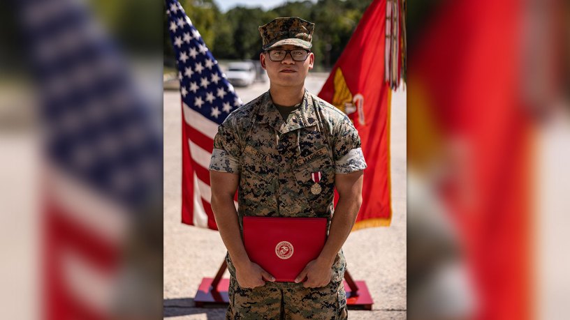U.S. Marine Corps Sgt. Michael Reta, a network administrator with Headquarters Battalion, 2nd Marine Division, poses for a photo on Marine Corps Base Camp Lejeune, North Carolina, Sept. 17, 2026.