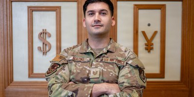 U.S. Air Force Tech. Sgt. Stephen Malone, 18th Comptroller Squadron non-commissioned officer in charge of budget operations flight, poses for a photo on Kadena Air Base, Okinawa, Japan, Sept. 24, 2026. Malone helped rescue trapped individuals during a hotel fire near Araha Beach, Okinawa. (U.S. Air Force photo by Senior Airman Violette Hosack)